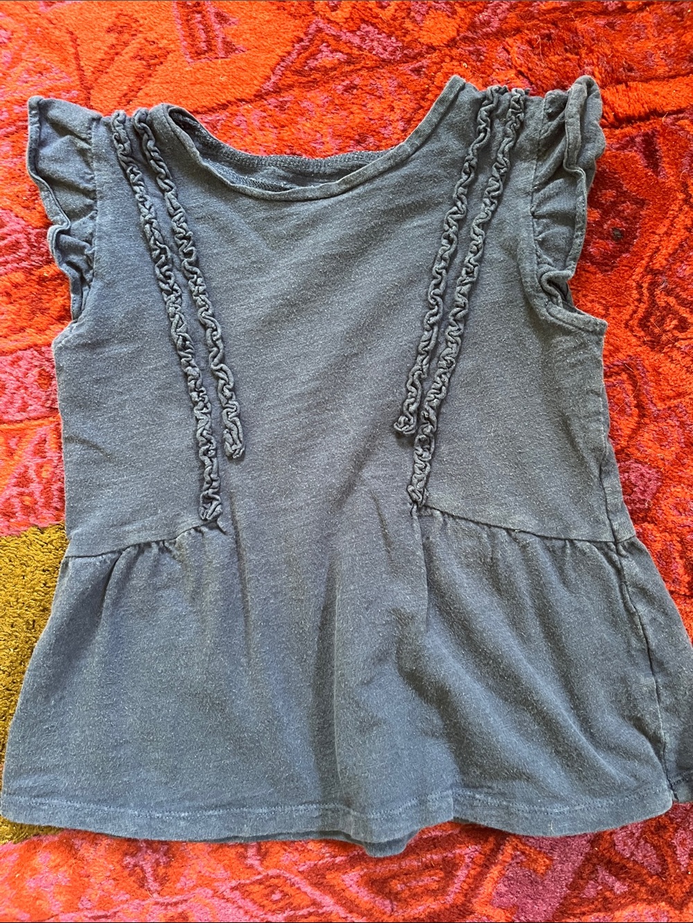 Carter's Navy Blue Ruffle Sleeve Tee with Braided Front Trim